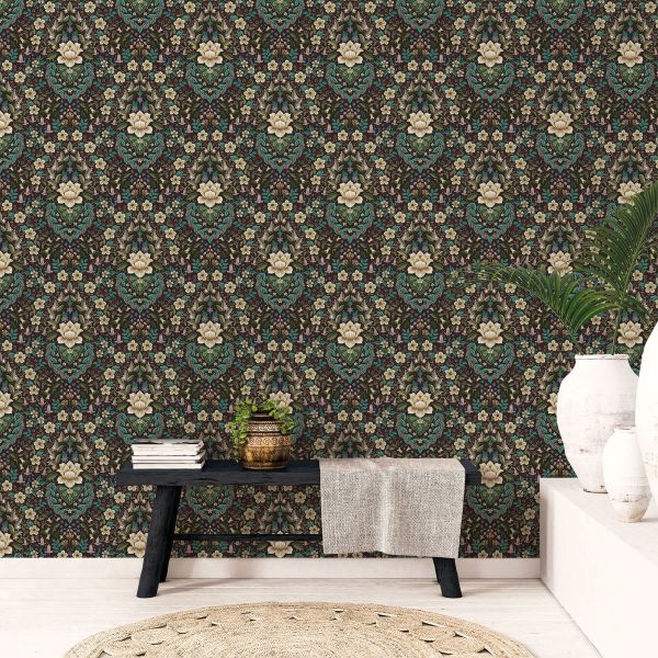 In The Wild Floral Damask Wallpaper