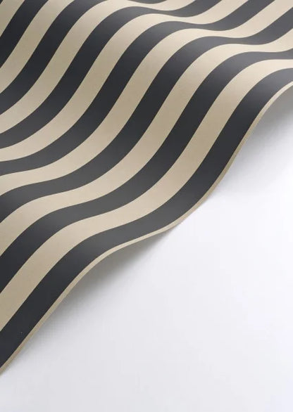 Elizabeth Stripes Wallpaper - Noir Fusain