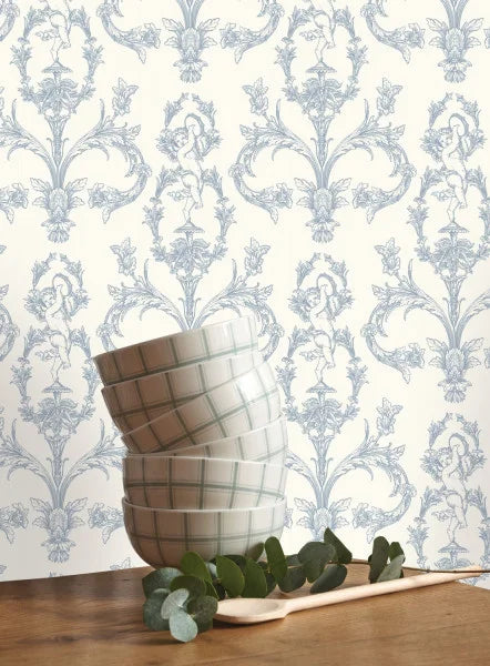 Seraphin Wallpaper - Bleu Porcelaine