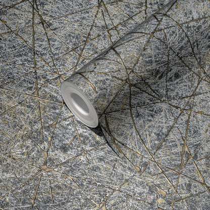 Linear Web - Geometric Wallpaper - Dark Grey