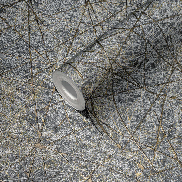Sample - Linear Web - Geometric Wallpaper - Dark Grey