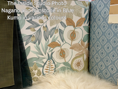 Nagano - Pomegranate and Fig Wallpaper - Blue