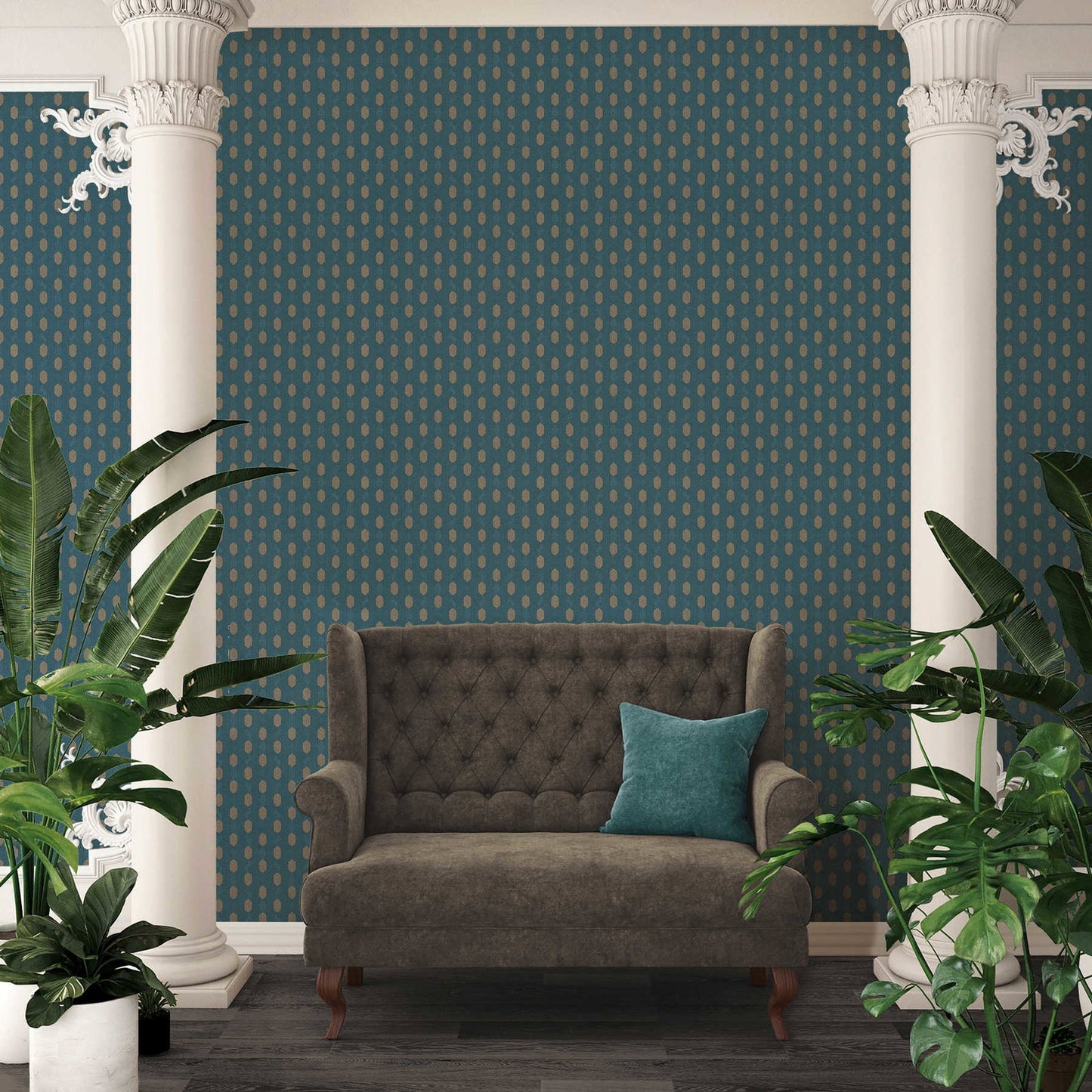 Hex Glamour Heavy Weight Wallpaper - Aqua