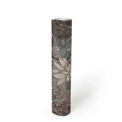 Exotic Oasis Wallpaper - Grey/Cream