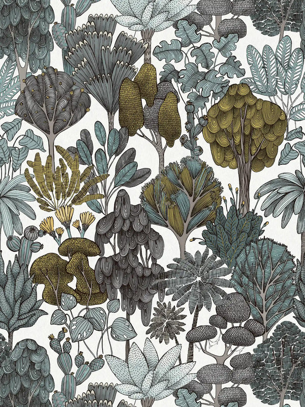 Sample - Exotic Oasis Wallpaper - White/Green