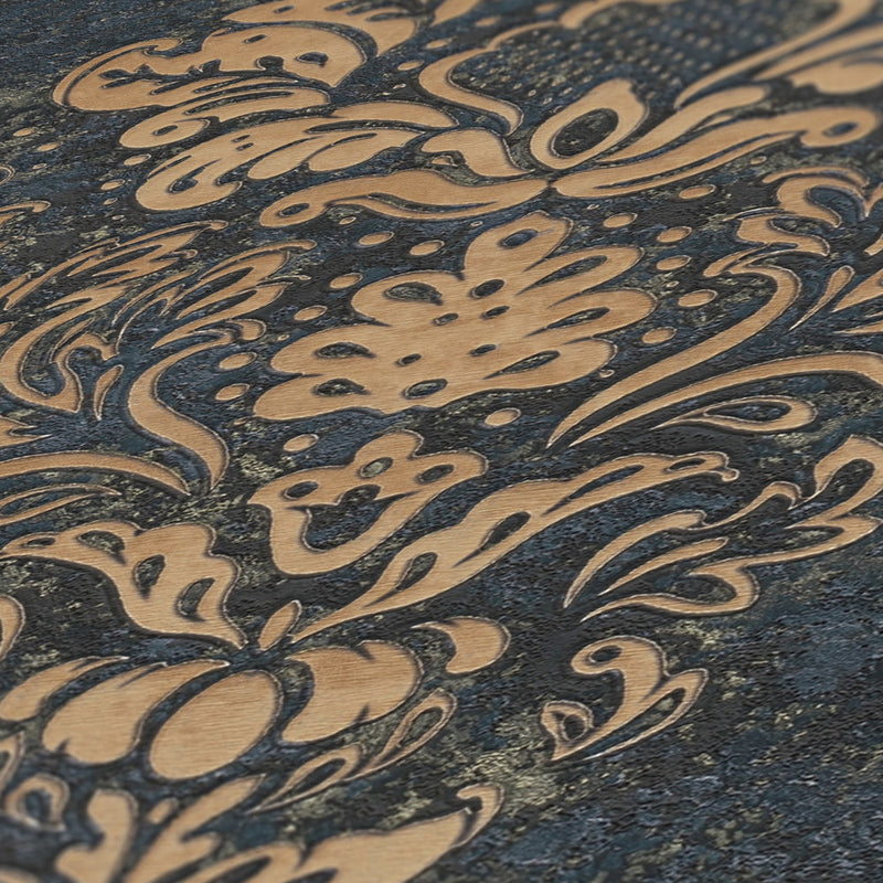 St. Petersberg Baroque Wallpaper - Blue + Gold
