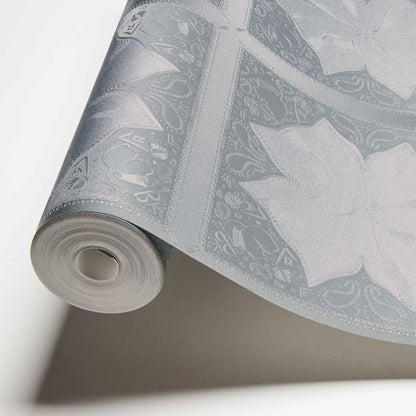 Paisley Block Heavy Weight Wallpaper - Grey