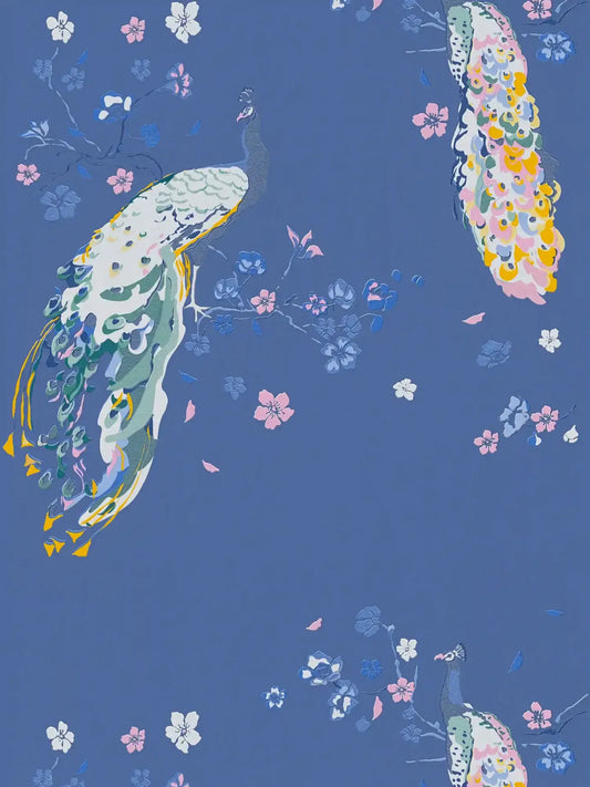 Majestic Peacock & Blossom Wallpaper - House of Turnowsky - Blue