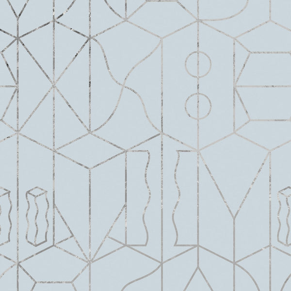 Sample - Never Ending Foil by Suzan Hijink Wallpaper - Silver Blue