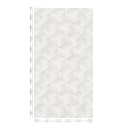 Modern Cubes - Geometric Wallpaper - White