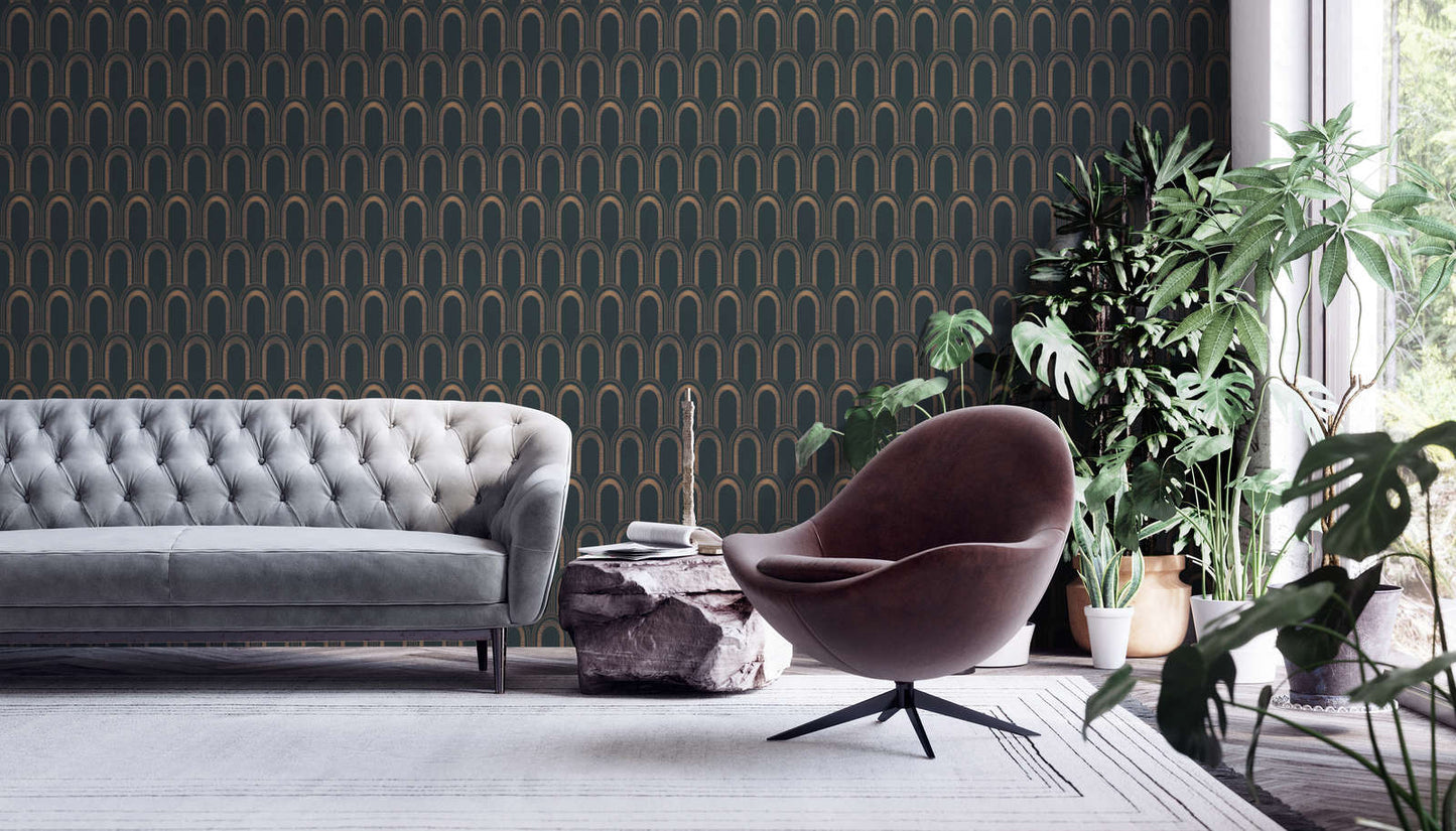 Metallic Arches Wallpaper - Black