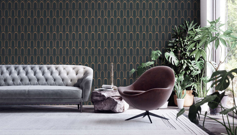 Metallic Arches Wallpaper - Black