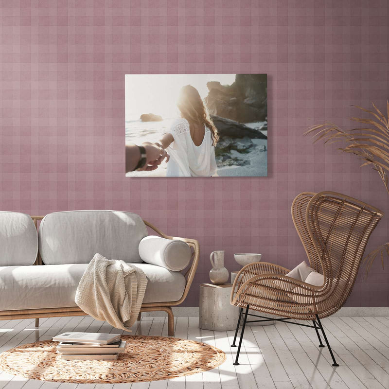Bistro Plaid - Checkered Wallpaper - Purple