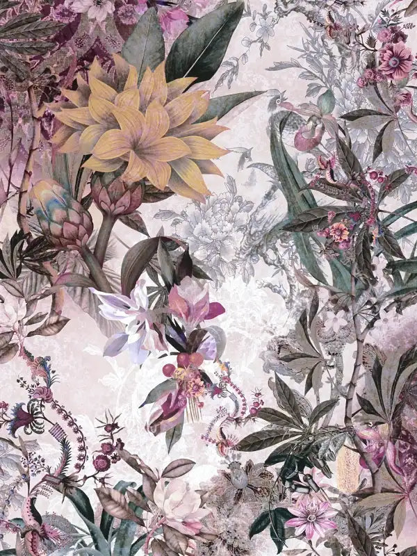 Sample – Calm Tropics – Floral Wallpaper – Muted Rose