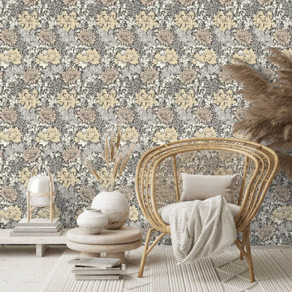 Chrysanthemum - Eden by Morris Wallpaper - Graphite Mix