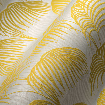 Textured Palm Silk Wallpaper - Yellow and White - Discontinuing