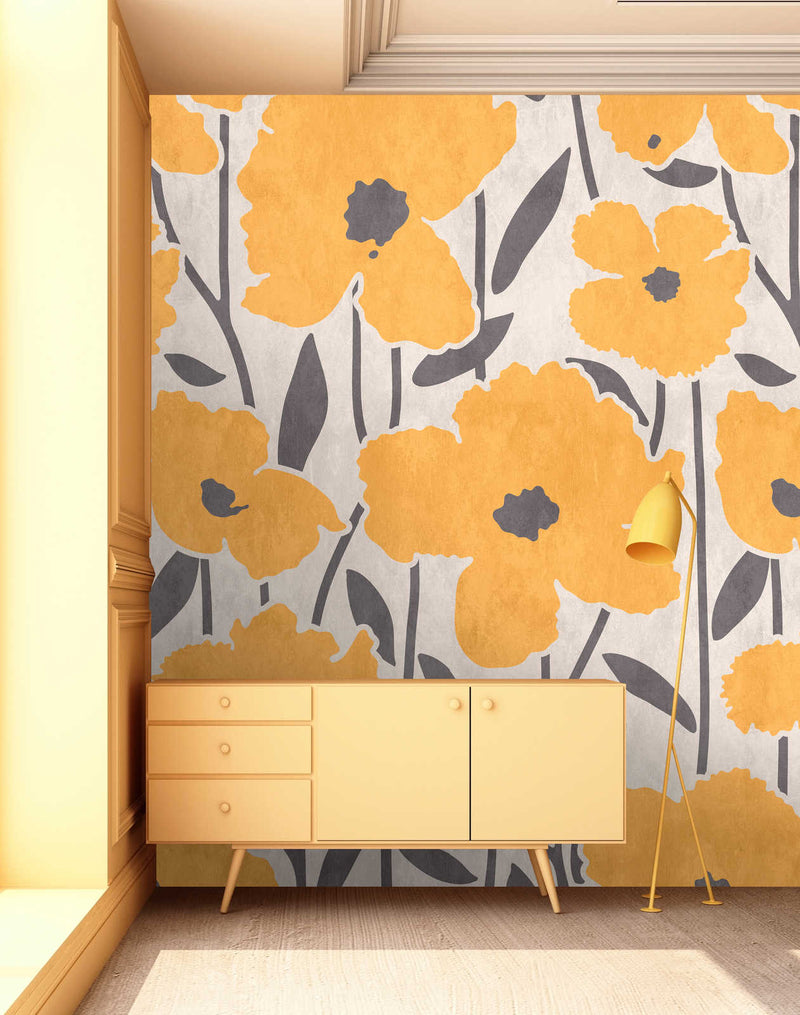Flower Market - Orange - Custom Sized Mural (per m2)