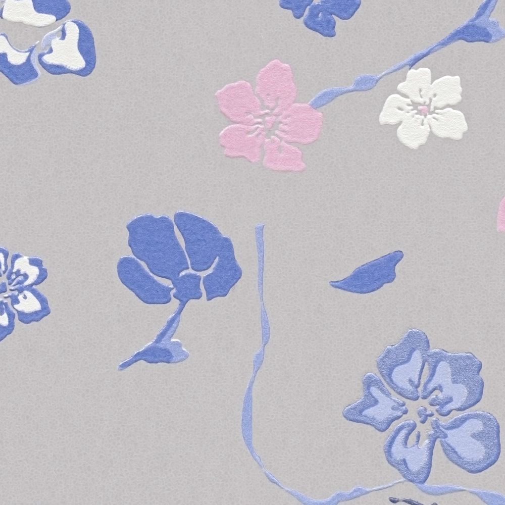 Paradise Blooms Wallpaper - House of Turnowsky - Grey/Blue