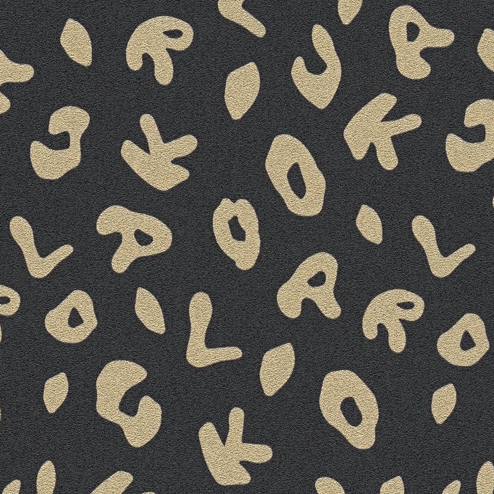 Leopard Alphabet Heavy Weight Wallpaper - Black - Discontinuing