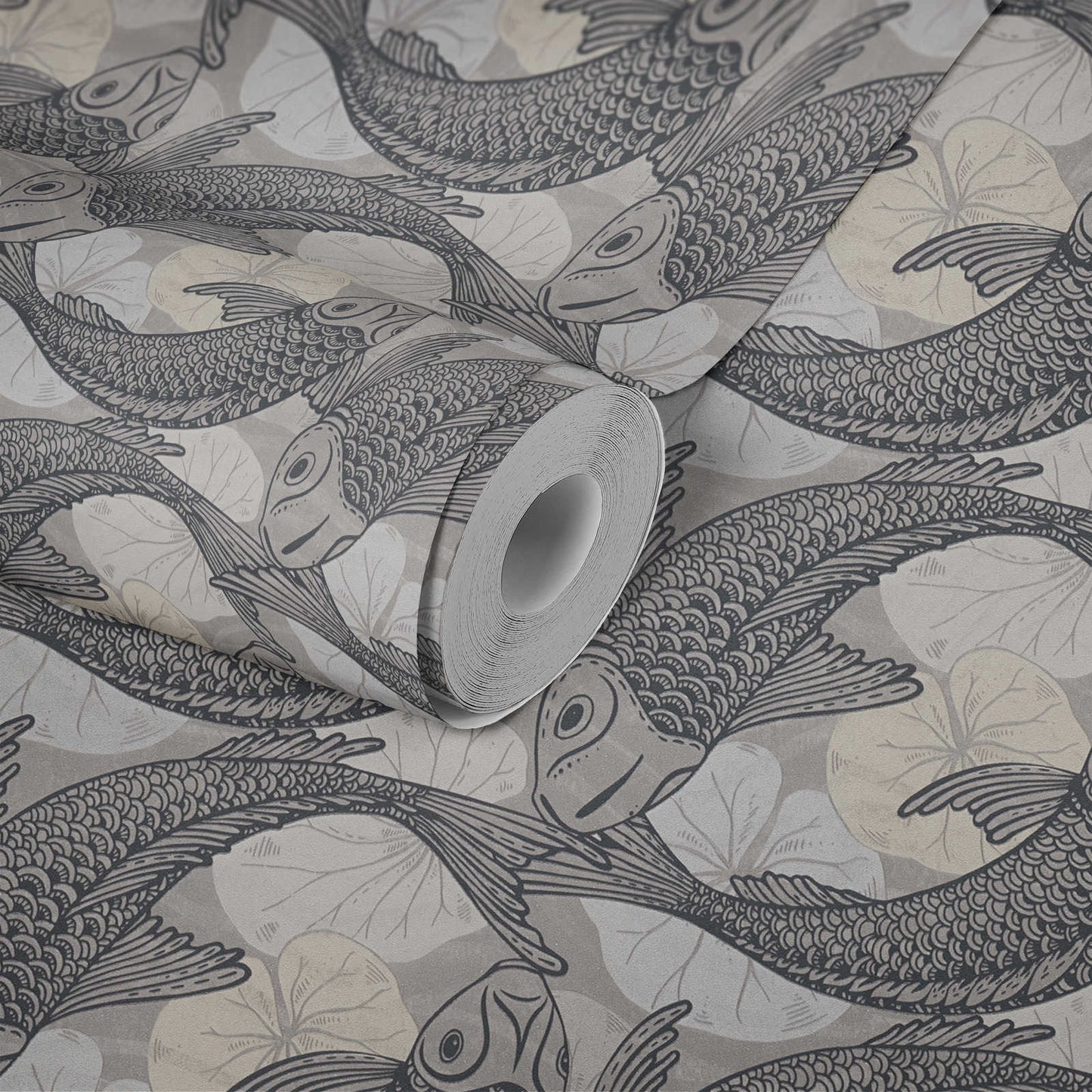 Tokyo Fish Bowl Wallpaper - Beige/Grey/Black - Discontinuing