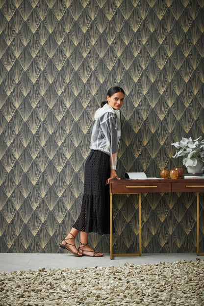 Metallic Moments Wallpaper - Black - Discontinuing