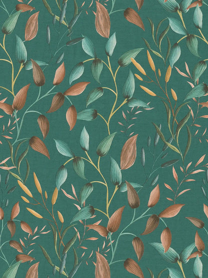 Floral Tendrils - Green and Orange
