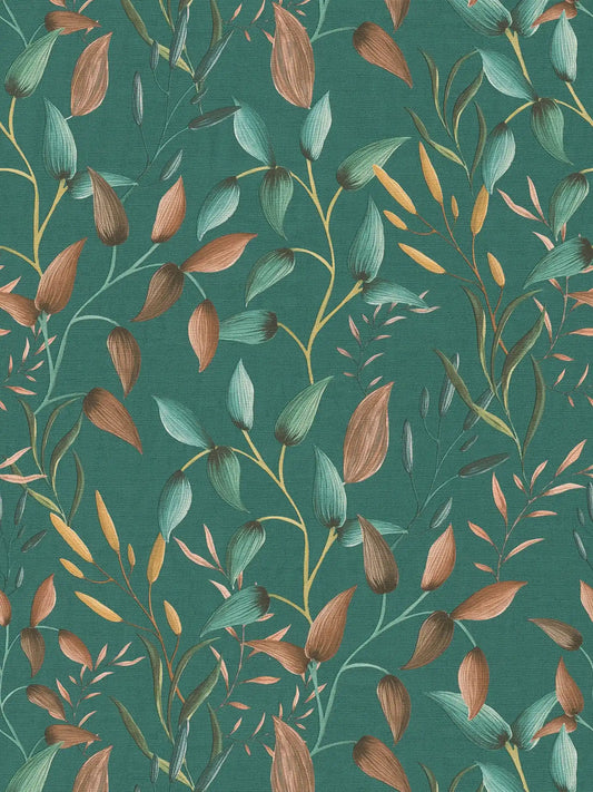 Floral Tendrils - Green and Orange