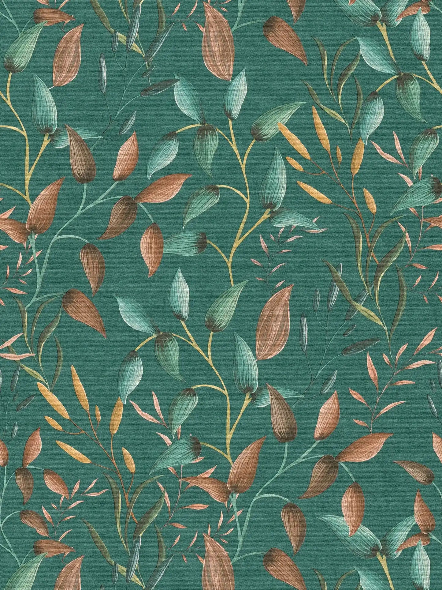 Sample - Floral Tendrils - Green and Orange
