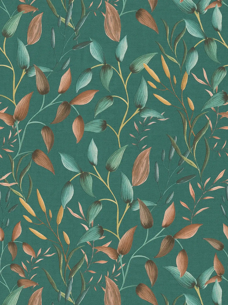 Sample - Floral Tendrils - Green and Orange