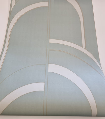Arch Deco Wallpaper - Half Robyn Blue