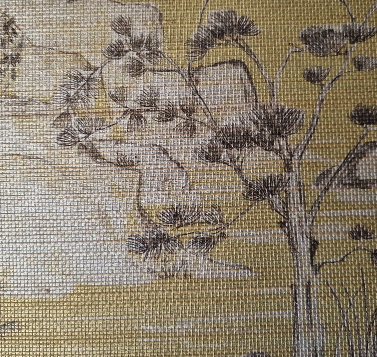 Boulevard Grasscloth Moonlight - Ochre - Custom Sized Wallpaper Mural (per m2)