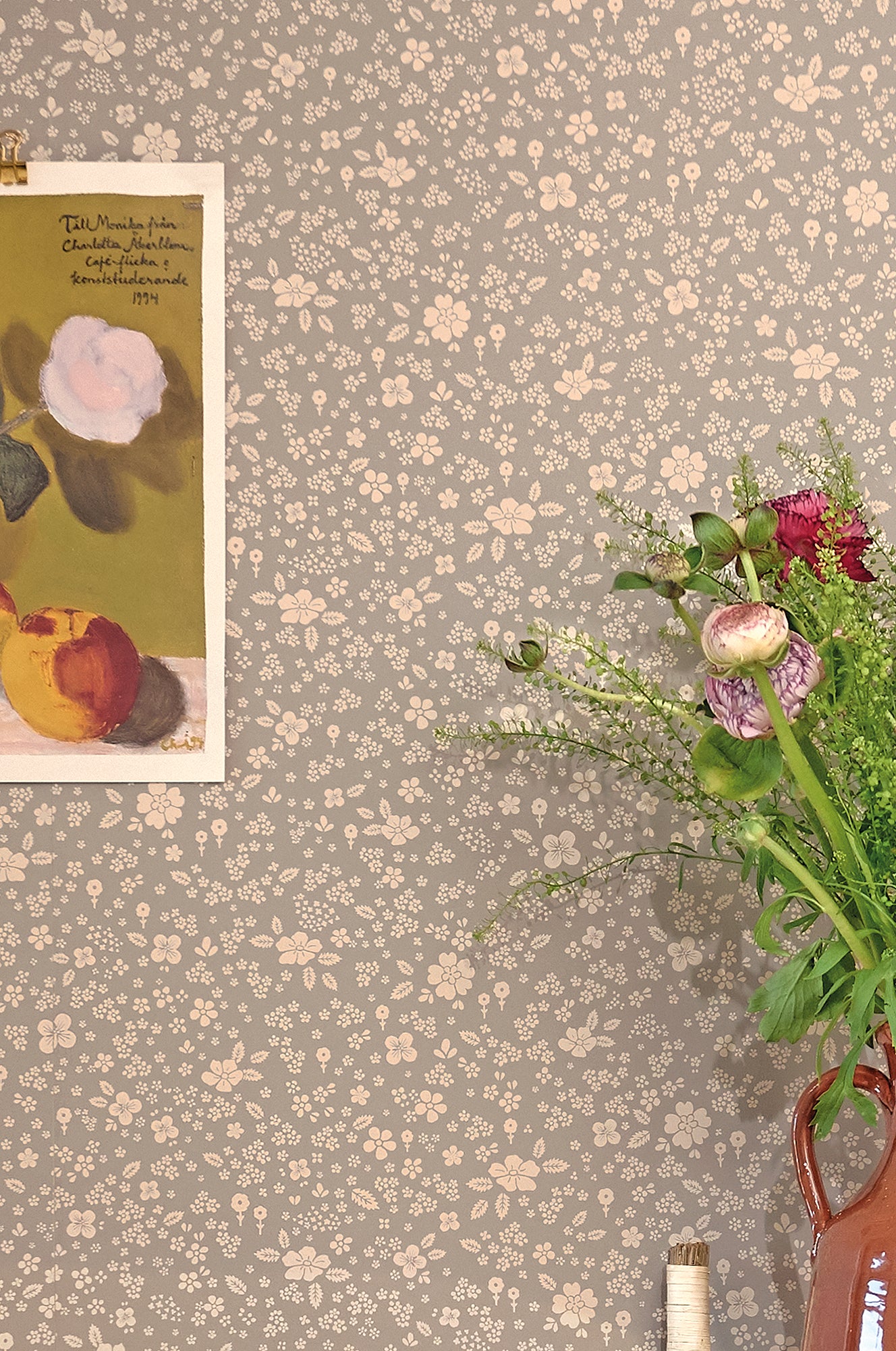 Flora Dreams  Wallpaper - Dusty Blue