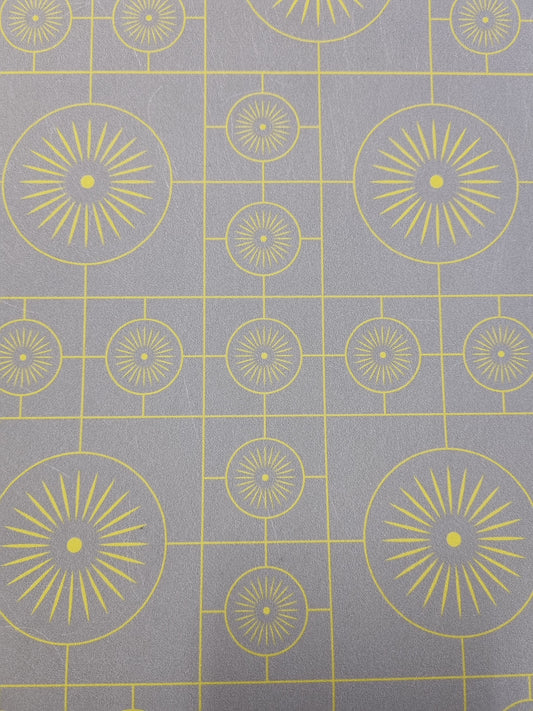Retro Lino Wallpaper - Grey Yellow Thin Lines