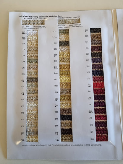 Gimp Upholstery Trim - Many Colours