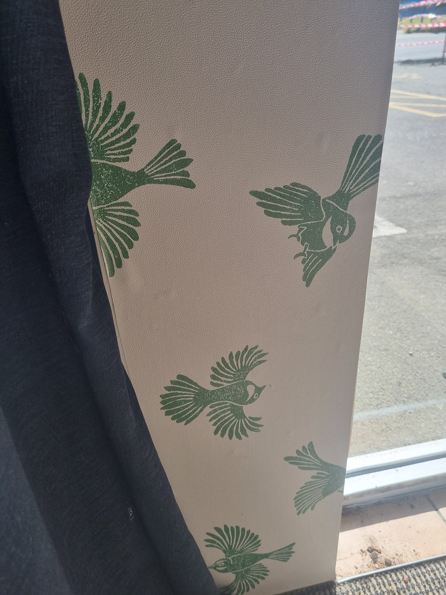Sample - Fantail Flight Wallpaper - Emerald/White