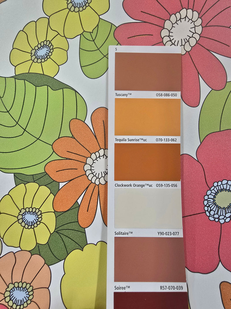Flower Power Custom Sized Wallpaper Mural (per m2) - Pink