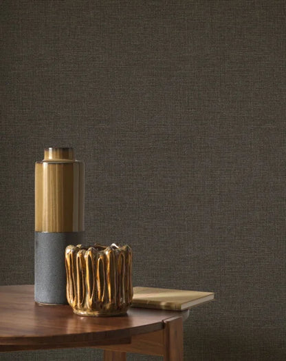 Flax - Plain Wallpaper - Noir Fusain