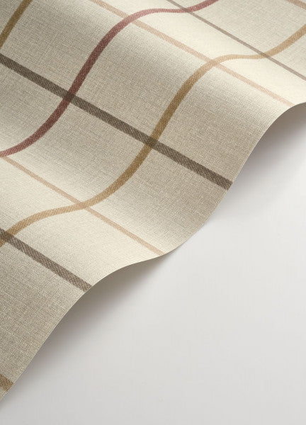 Sample - Plaid Line Wallpaper - Beige lin
