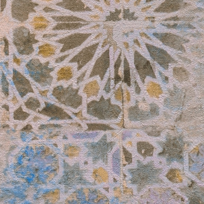 Barcelona Mosaic Wallpaper - Beige- Brown Blue