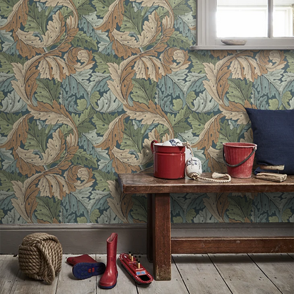 Acanthus by Morris Wallpaper - Slate/Thyme