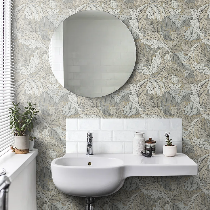 Acanthus by Morris Wallpaper - Manilla/Stone