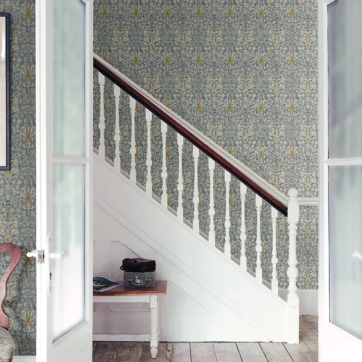 Snakeshead Wallpaper - Morris - Indigo/Cumin