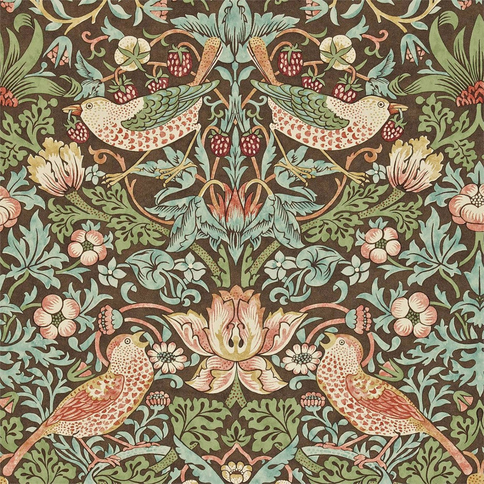 Strawberry Thief Wallpaper - Brown