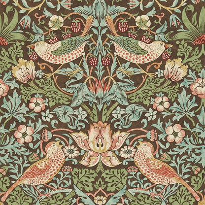 Strawberry Thief Wallpaper - Brown