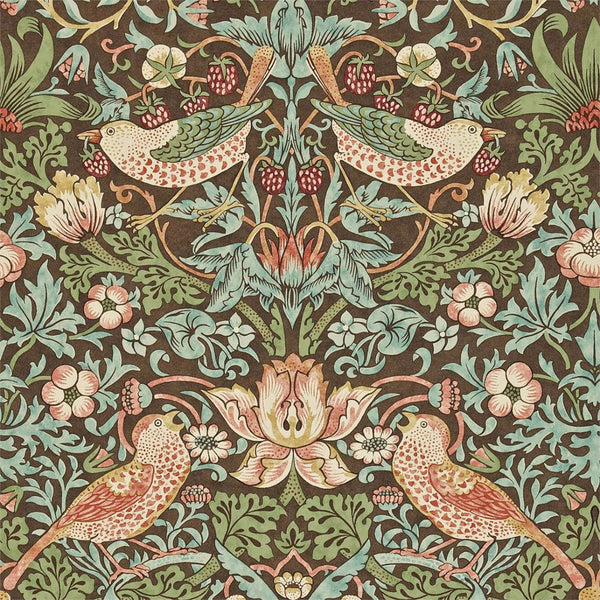 Sample - Strawberry Thief Wallpaper - Brown
