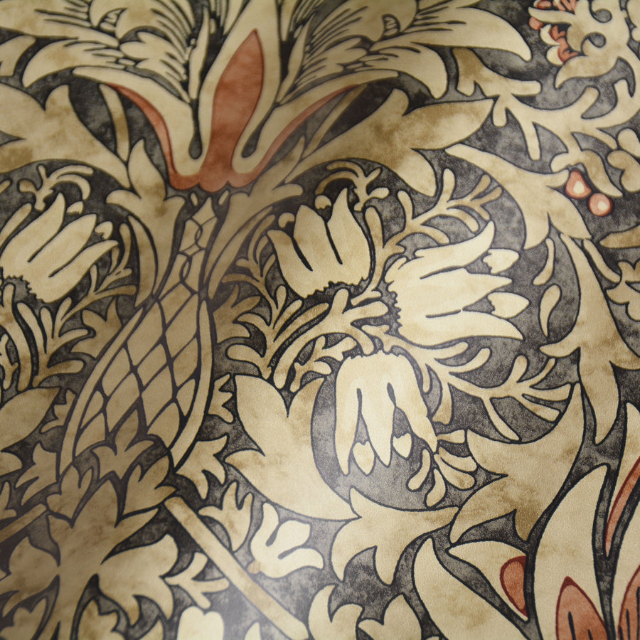 Snakeshead Wallpaper - Morris - Charcoal/Spice