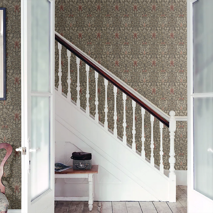 Snakeshead Wallpaper - Morris - Charcoal/Spice