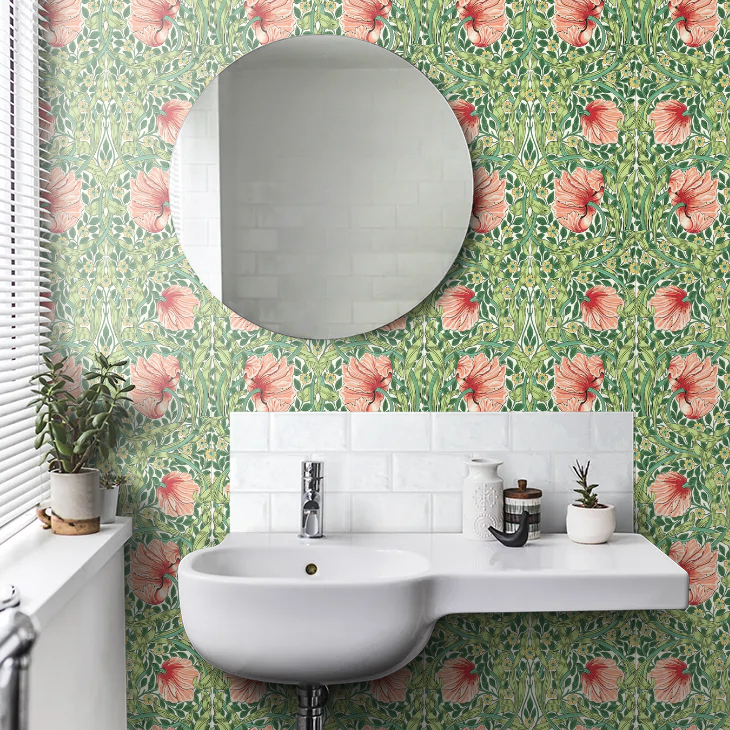Pimpernel Wallpaper - Shamrock/Watermelon