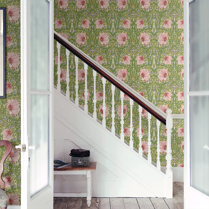 Pimpernel Wallpaper - Sap Green/Strawberry