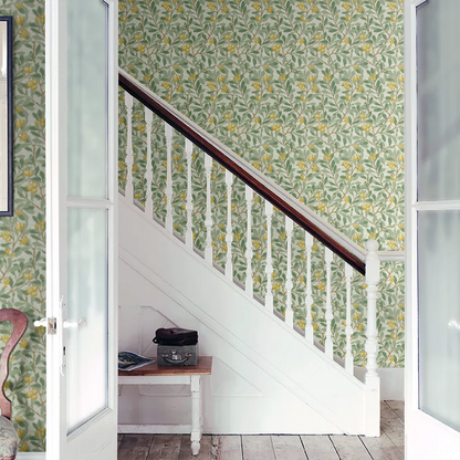 Arbutus by Morris Wallpaper - Sage/Lemon